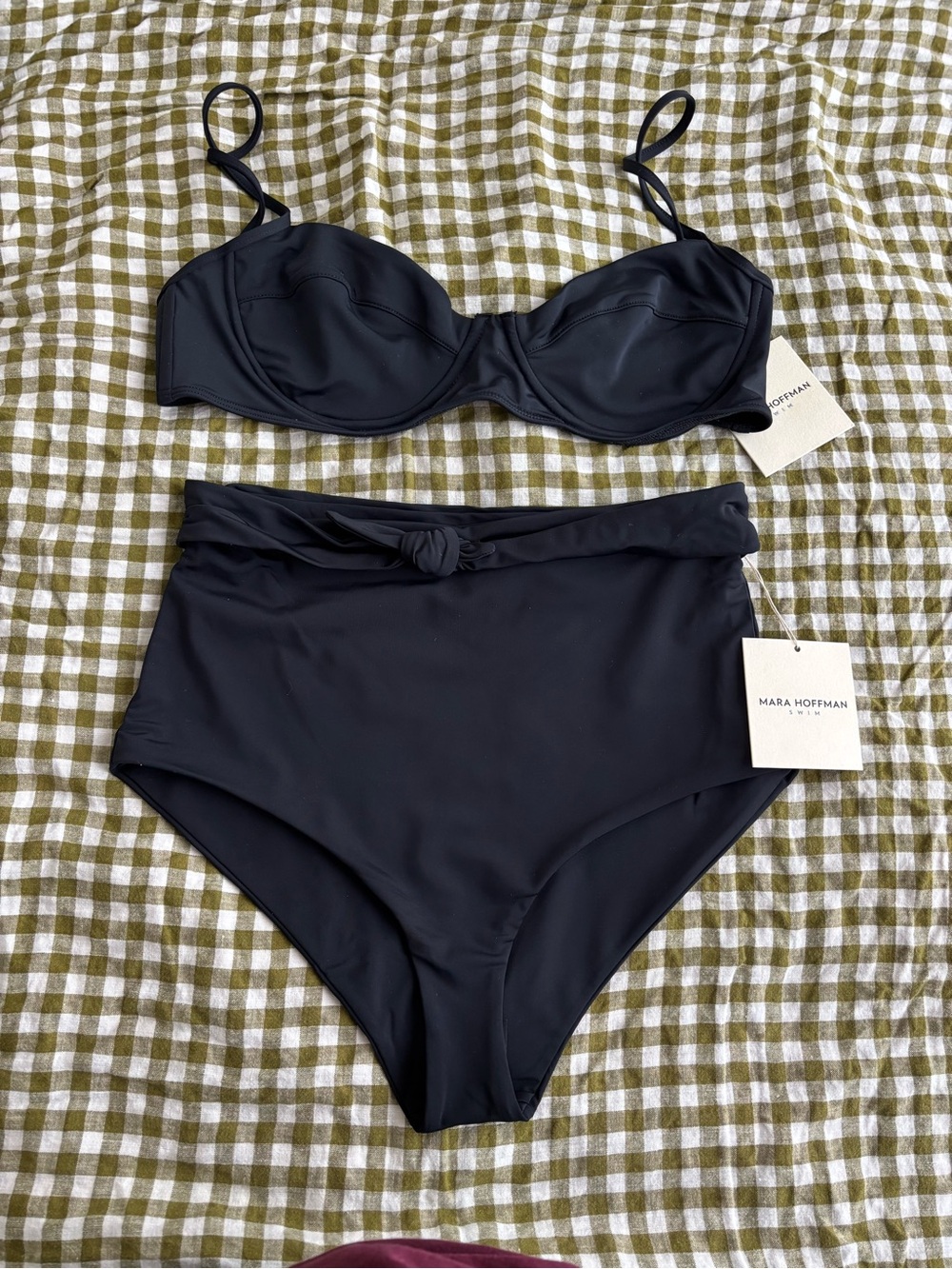 Mara Hoffman Black High-Rise Knot Bikini